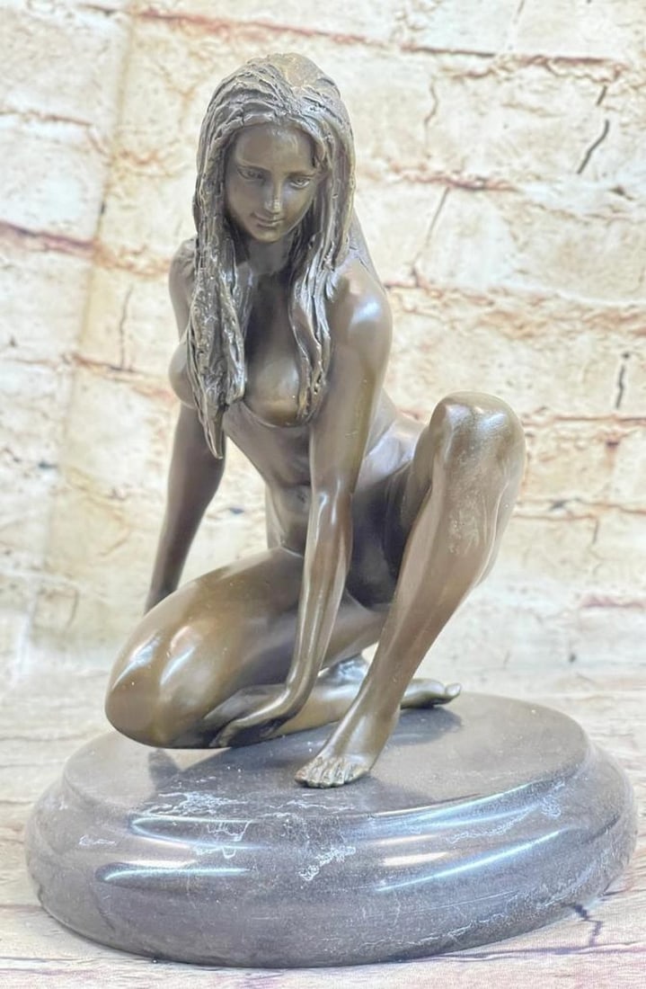 Serene Innocence Bronze Sculpture by Milo - 8" x 6": Serene Innocence Bronze Sculpture by Milo - 8" x 6" Capturing the quiet grace of a young woman in a moment of introspection, this exquisite bronze sculpture embodies purity and timeless beauty