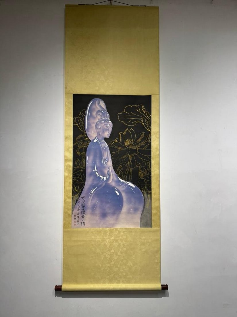 Inspired Heart Like a Lotus Blooming Scroll Painting: Inspired Heart Like a Lotus Blooming Scroll Painting In Heart Like a Lotus Blooming, inspired by Zhang Daqian, it blends symbolism and subtle emotion in a striking portrayal of feminine grace and inn