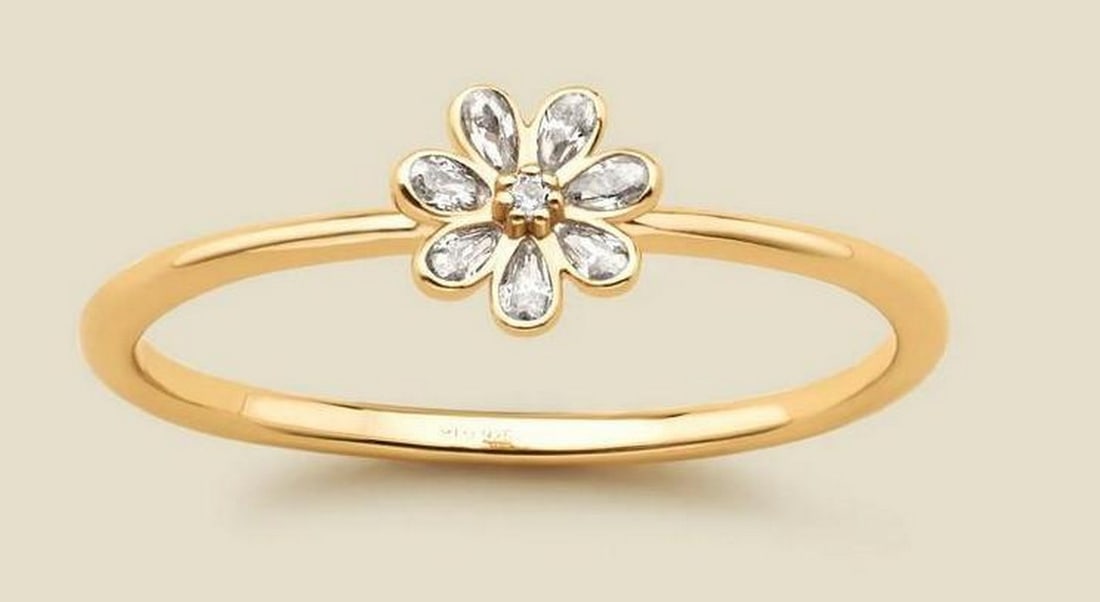 Daisy Pavé Ring - Size 7: Daisy Pavé Ring - Size 7 A delicate bloom with endless charm, this pavé-set CZ daisy rests on a slender band, capturing the essence of sunshine and renewal. Whether worn alone or stacked, this radia