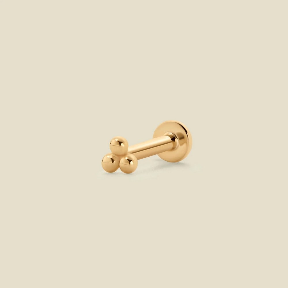 14k Solid Gold Trinity Stud Earrings - 3