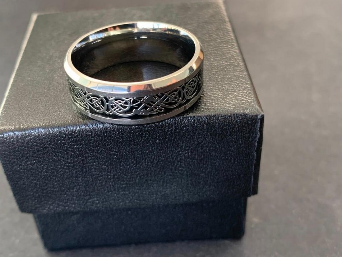 Intricately Carved Titanium Ring - 3