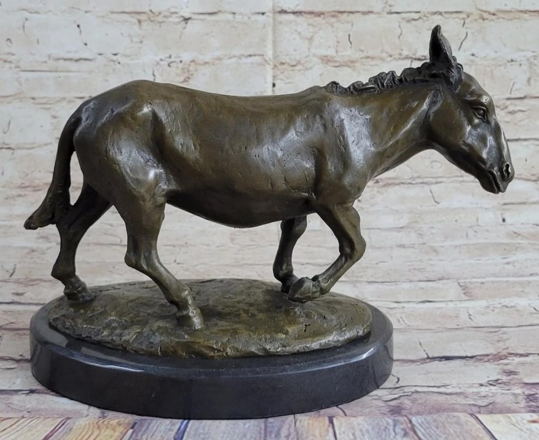 Gardet Inspired Donkey Bronze Sculpture On Marble Base - 8" x 12" (1 of 7)