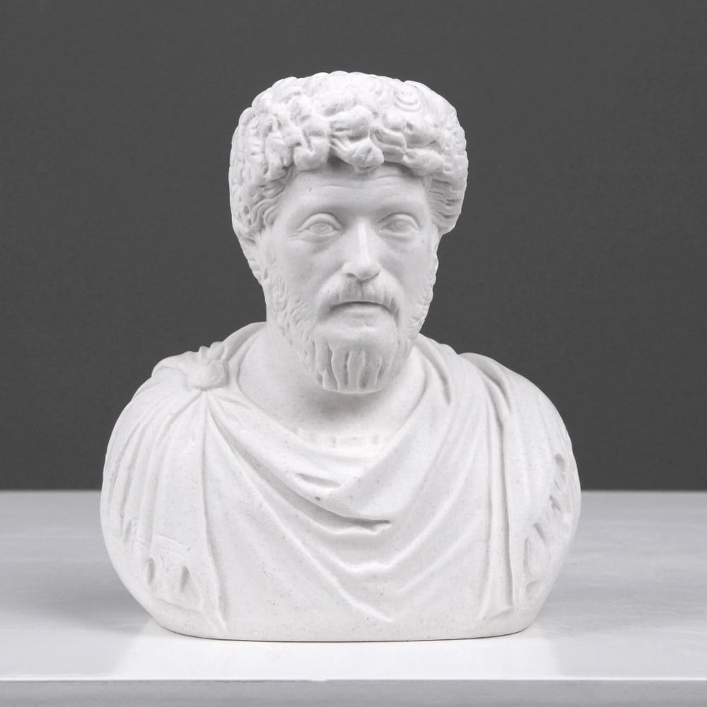 Marcus Aurelius Bookend Bust Carrara Marble Sculpture - 1.7lbs: Marcus Aurelius Bookend Bust Carrara Marble Sculpture - 1.7lbs Impressive bookend for enthusiasts of the Roman Empire, history, and stoic philosophy. Sized to fit both small and large bookshelves, it