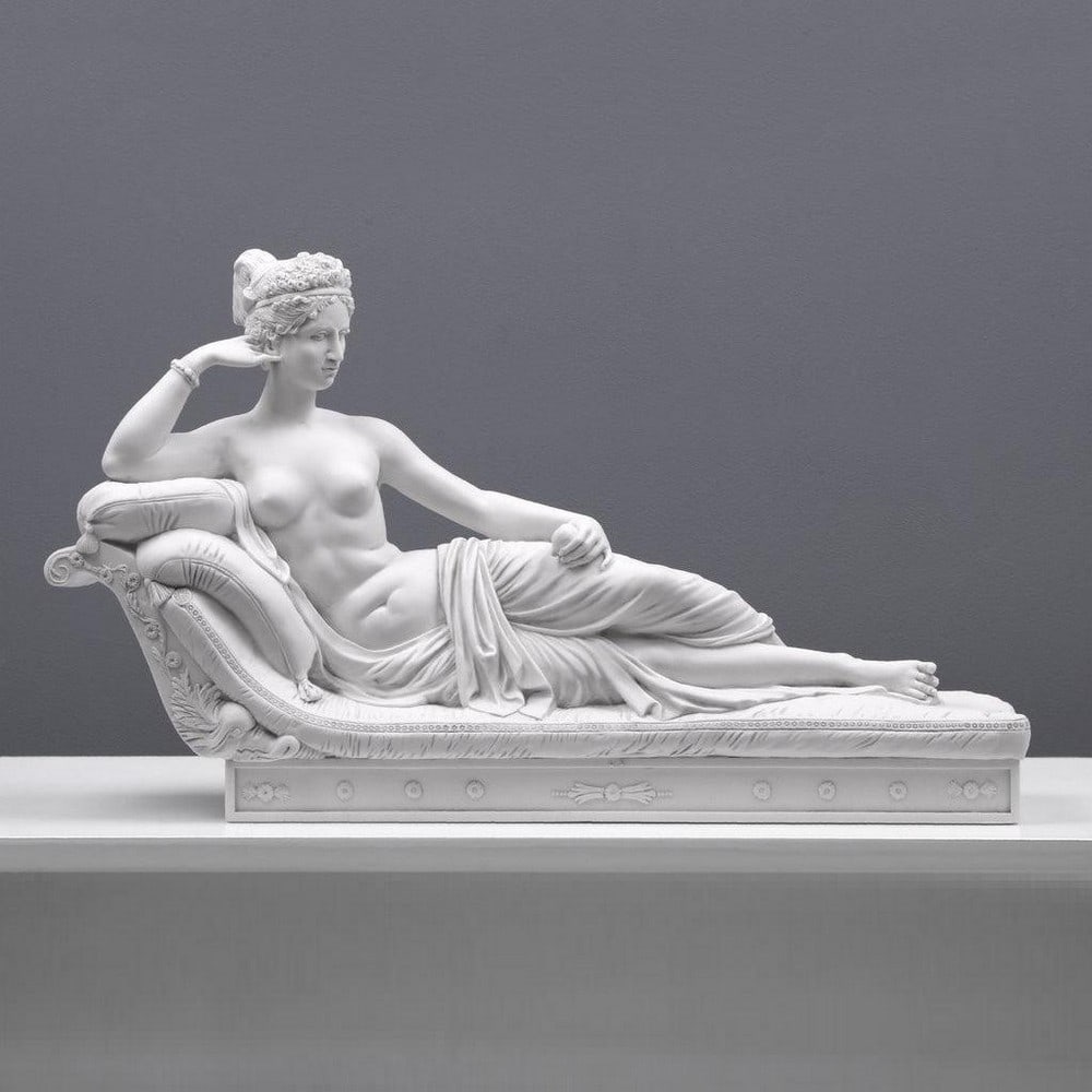 After Antonio Canova Sculpture Of "Paulina Borghese" as Venus - (22lbs): After Antonio Canova Sculpture Of "Paulina Borghese" as Venus - (22lbs) In this sculpture, we have a portrayal of Paulina Borghese assuming the role of Venus Victoria, inspired by Antonio