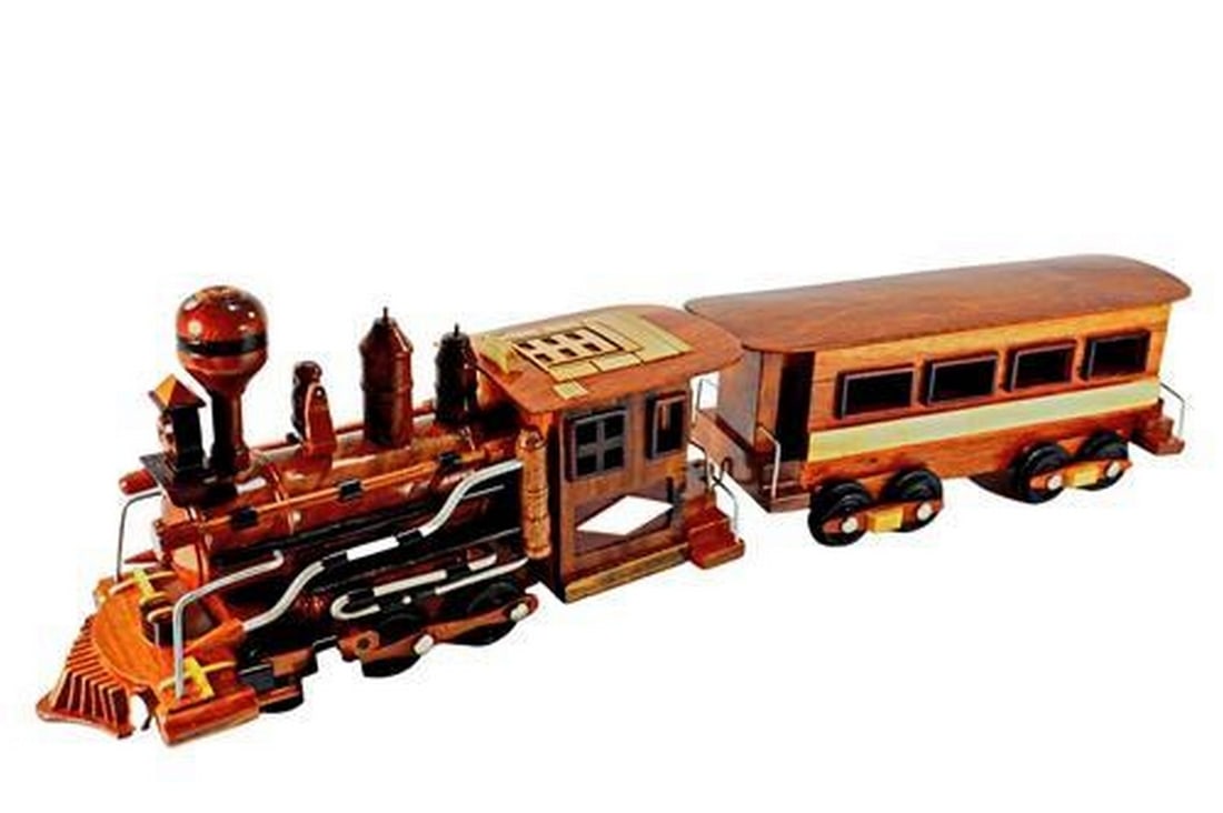 Handcrafted Mahogany Wood Vintage Train (1 of 4)