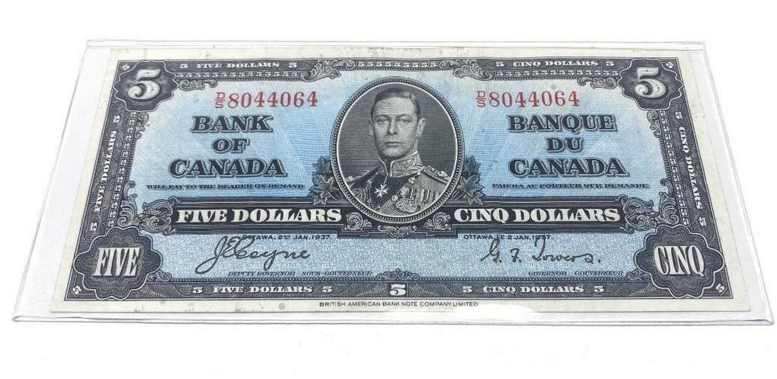 1937 Bank Of Canada $5 Bank Note - D/S 8044064 - Coyne & Towers (1 of 2)