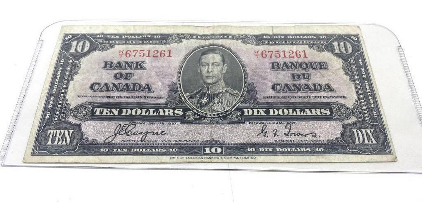 1937 Bank Of Canada $10 Bank Note - K/T 6751261 - Coyne & Towers (1 of 2)