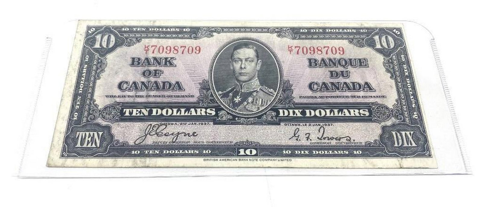 1937 Bank Of Canada $10 Bank Note - K/T 7098709 - Coyne & Towers (1 of 2)