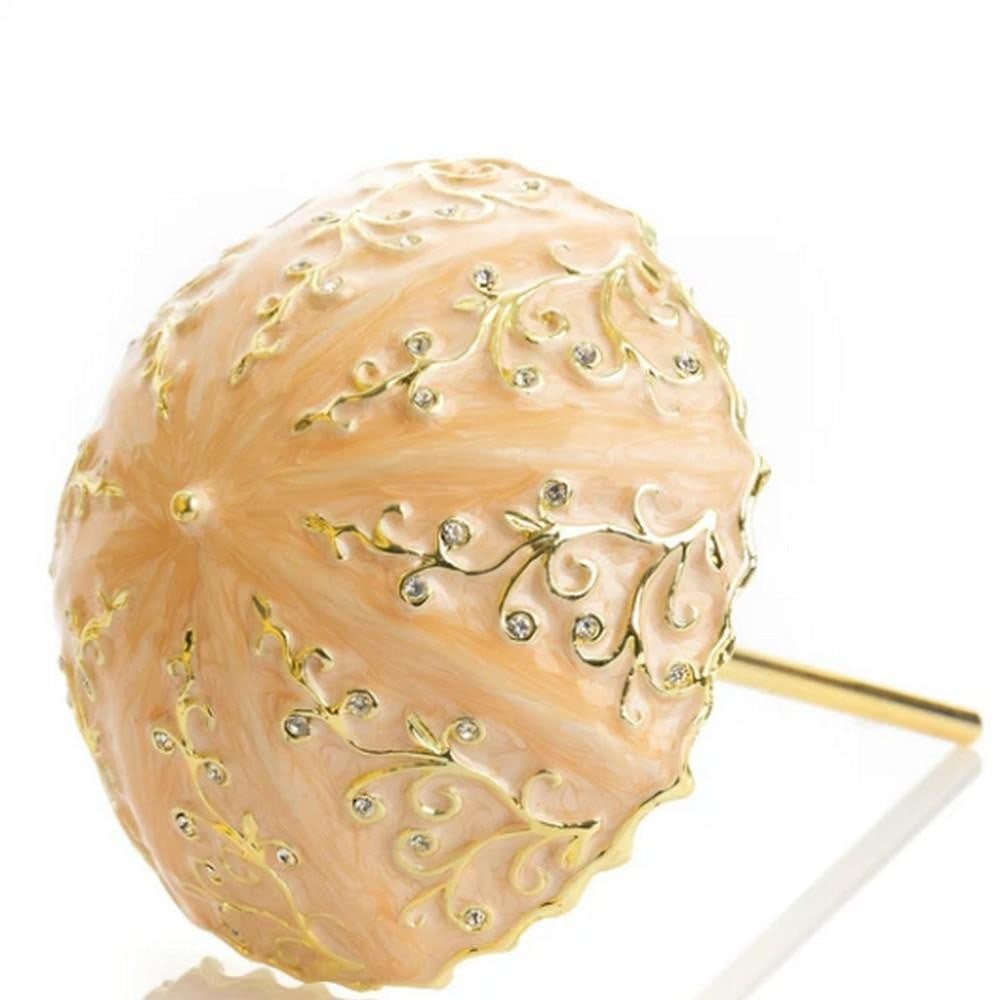 Swarovski Crystal Pink Umbrella Trinket Box: Swarovski Crystal Pink Umbrella Trinket Box This charming handmade pink umbrella trinket box is a unique, one-of-a-kind piece designed for art lovers. Crafted from 925 silver plating, it features