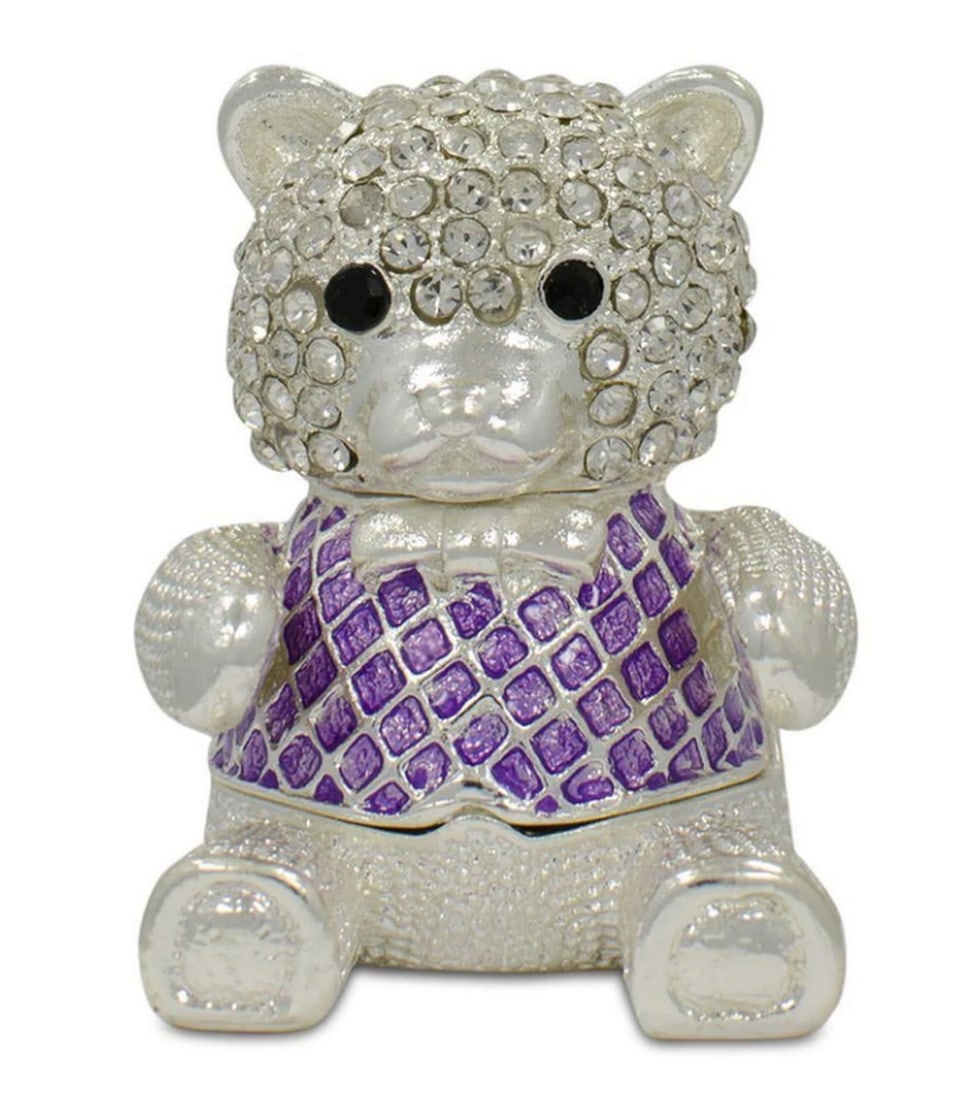 Crystal Teddy Bear Trinket Box Figurine (1 of 3)