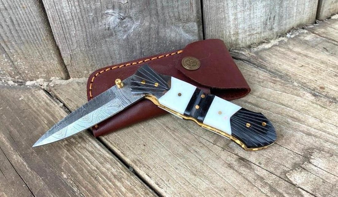 7.5" Silent Justice Folding Damascus Knife (1 of 6)