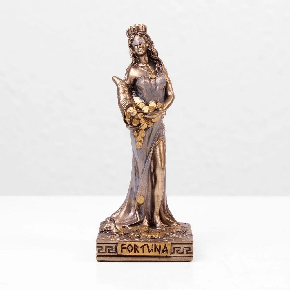 Inspired Fortuna Greek Goddess Cold Cast Bronze Sculpture - (0.1lbs): Inspired Fortuna Greek Goddess Cold Cast Bronze Sculpture - (0.1lbs) Presenting the Fortuna Greek Goddess Statue, a representation of destiny and fortune in cold cast bronze. Drawing inspiration from