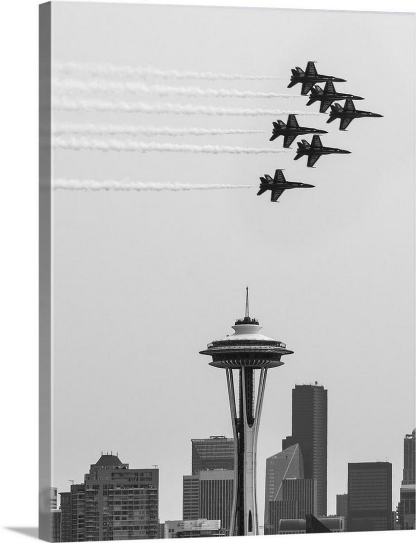 Navy Jets Over the Space Needle, Seattle, WA Wall Art Canvas Reproduction (1 of 2)