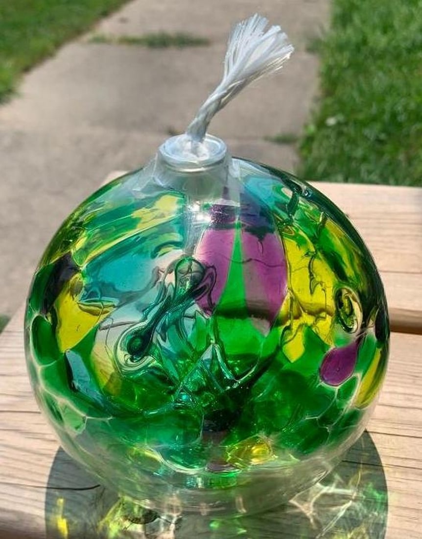 Handblown Glass Oil Lamp Tree of Spring Design (1 of 9)