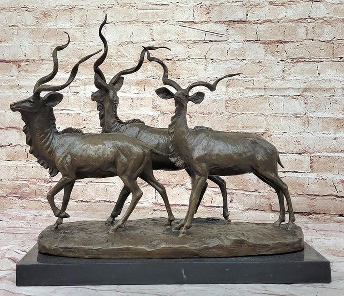 African Kudu Antelope Herd Bronze Sculpture - 15.5" x 17" (1 of 6)