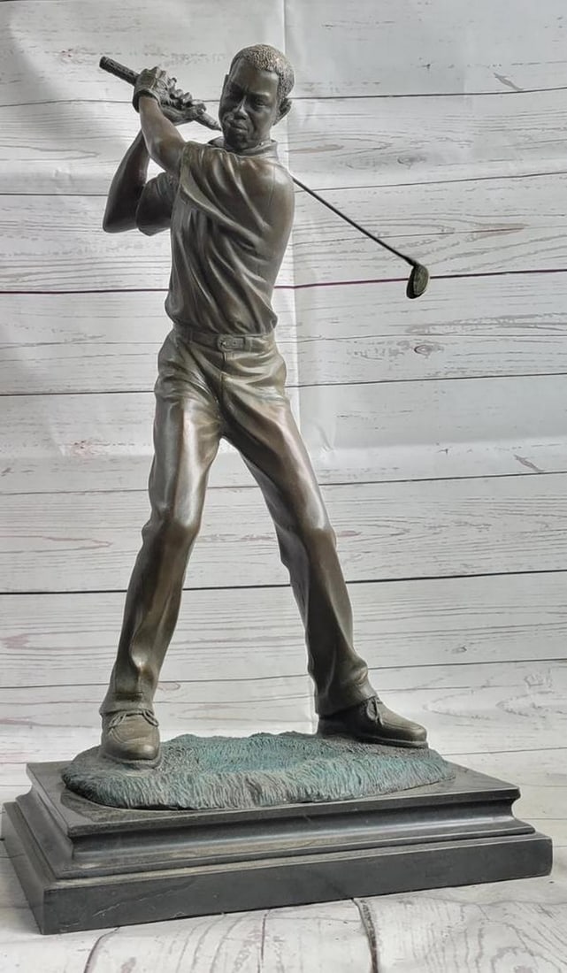 Dynamic Drive - Male Golfer Sport Trophy Signed Original Bronze Sculpture by Milo - 21.5" x 12": Dynamic Drive - Male Golfer Sport Trophy Signed Original Bronze Sculpture by Milo - 21.5" x 12" Introducing "Dynamic Drive - Male Golfer Sport Trophy by Milo" – an exceptional signe