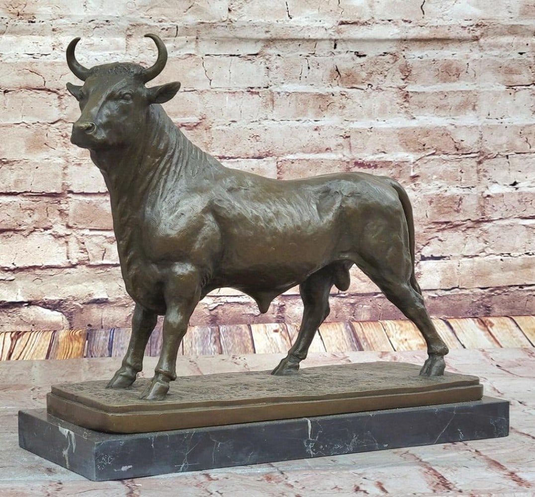 Proud Bull Inspired Bronze Statue - 14" x 15.5" (1 of 6)