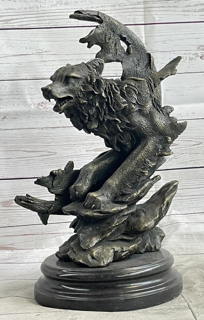 Celtic Moon Wolf Bronze Sculpture by M. Lopez - 16" x 10" (1 of 6)