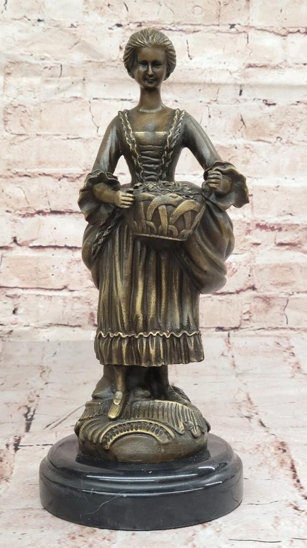 Victorian Lady with Fruit Basket Original Bronze Sculpture - 11" x 4.5" (1 of 6)