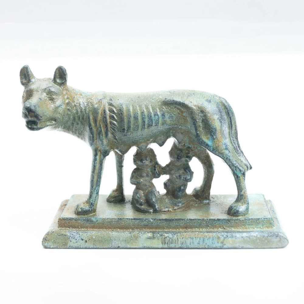 Inspired Capitoline Copper Statue of Romulus - 0.2lbs: Inspired Capitoline Copper Statue of Romulus - 0.2lbs The Rome Wolf Statue is a finely crafted reduction of the legendary sculpture depicting Romulus and Remus being nurtured by the she-wolf. Inspir