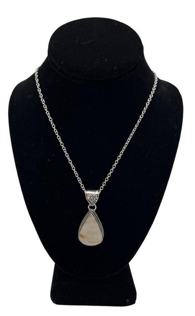 925 Sterling Silver Necklace with Mookaite Pendant (1 of 3)