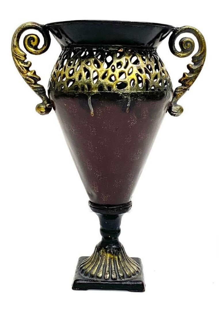 Antique Brown Vase with Gold Accents Set of 2: Antique Brown Vase with Gold Accents-Set of 2 View Photos for Further Details.