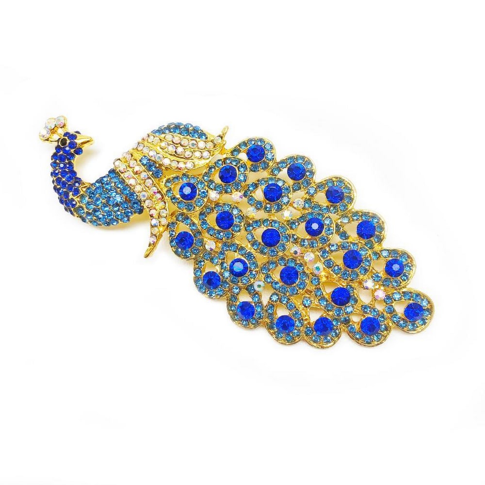 Royal Blue Jewel Peacock Brooch (1 of 4)