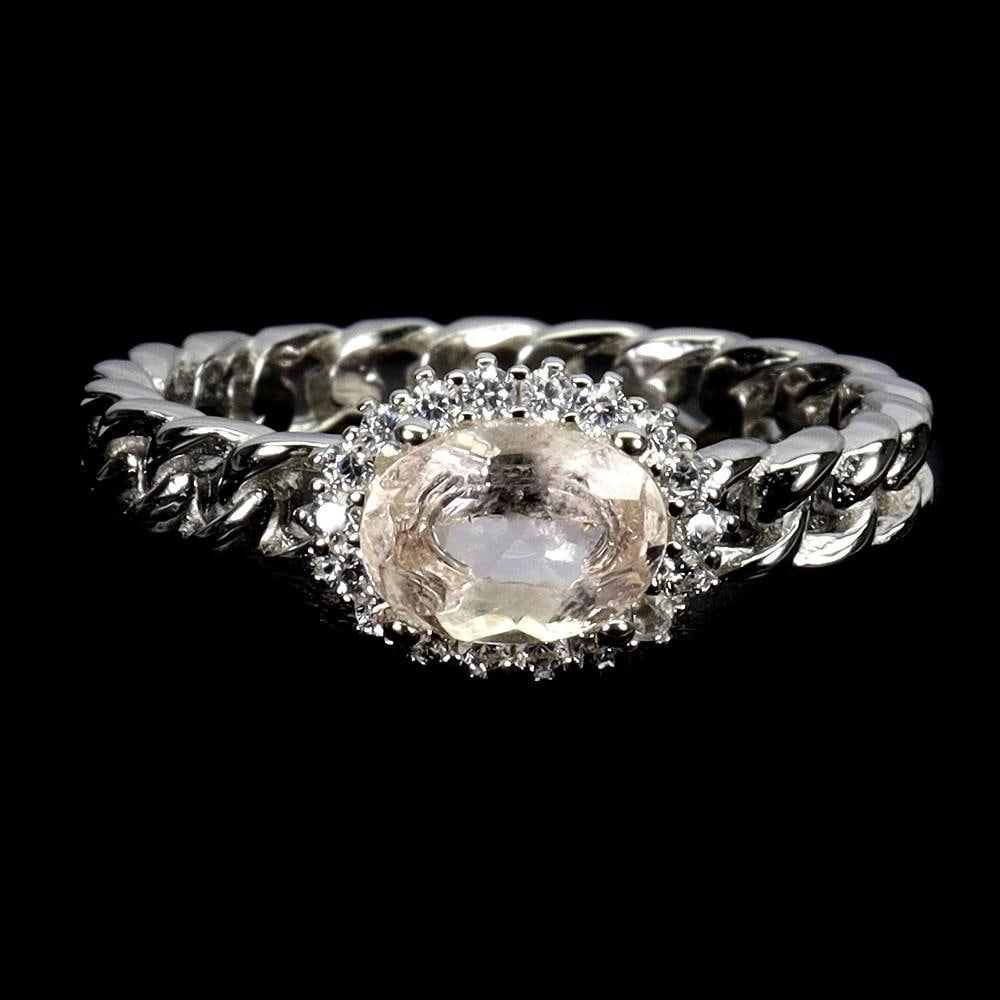 925 Sterling Silver Ring – Oval Morganite 7×5mm – Size 8 (1 of 2)