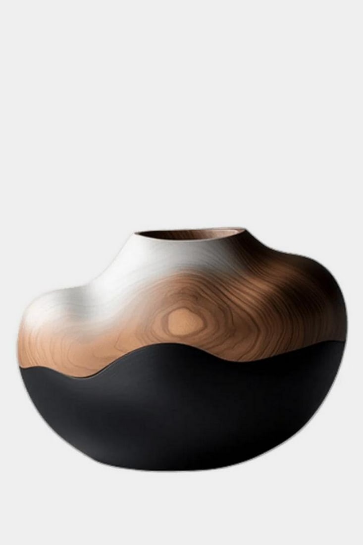 “Earthline?? – Contemporary Layered Wooden Vase: “Earthline” – Contemporary Layered Wooden Vase A poetic blend of natural texture and sculptural form, this hand-turned wooden vase features a smooth, rounded silhouette with a narrow opening