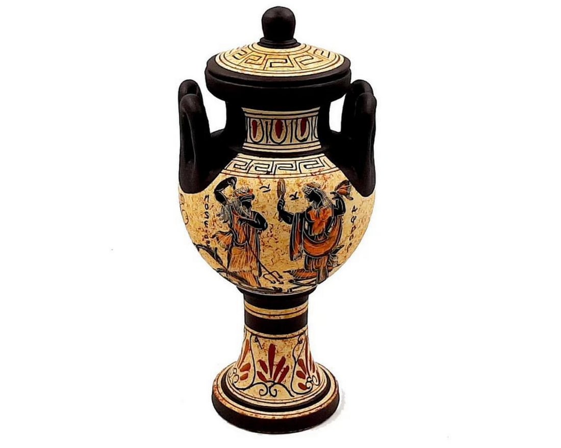 Ancient Greek Pottery Vase Replica with Olympian Gods and Dionysus, Hand-Painted (1 of 1)
