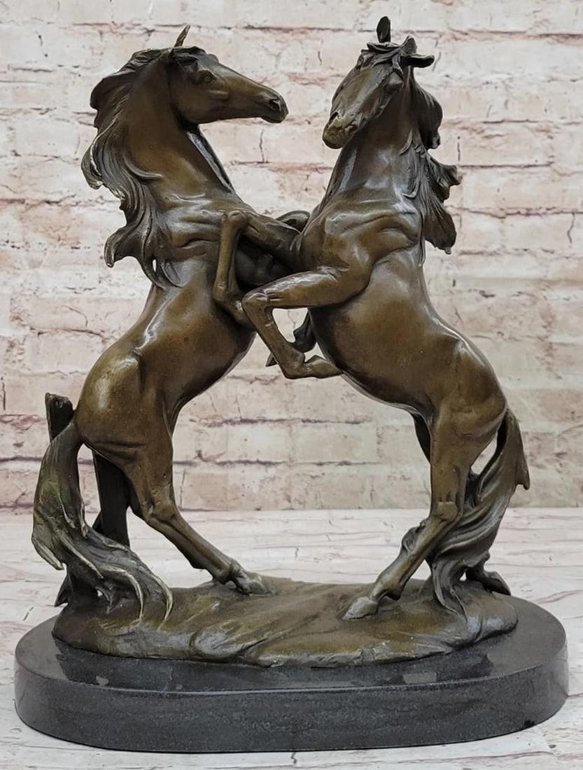 Original Duelling Stallions Bronze Sculpture - 14" x 11": Original Duelling Stallions Bronze Sculpture - 14" x 11" Looking for a stunning piece of art that captures the grace, power, and beauty of the horse? Look no further than this exquisite bronz