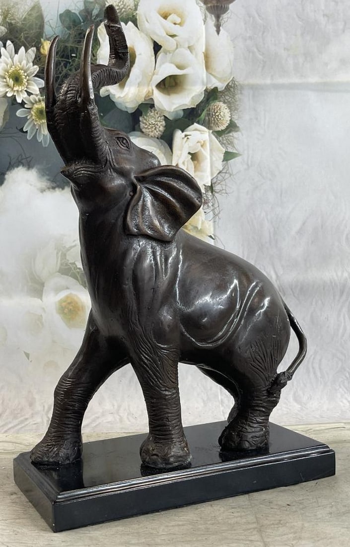 Trumpeting Happy Elephant Bronze Sculpture (1 of 3)