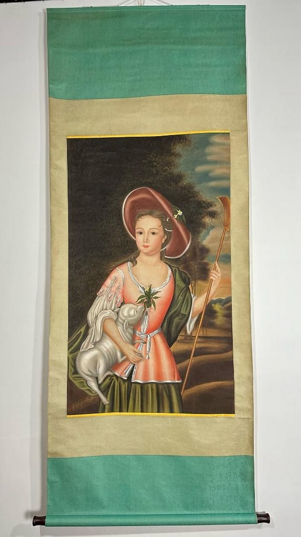 Pastoral Portrait with Lamb – Inspired Scroll by Lang Shining (1 of 6)