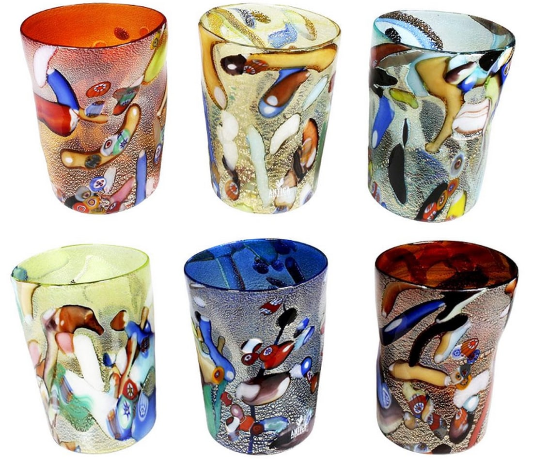 Mirò Tumblers Set with Pure Silver - Murano Glass (1 of 3)