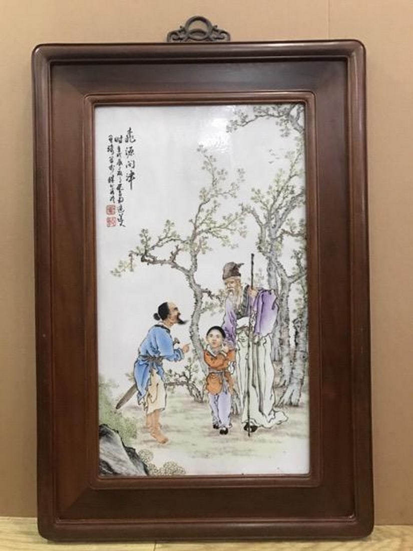 Story plaque by Wang Qi: Story plaque by Wang Qi Chinese Name: ??? ????????＂???＂ ????? ???? ???? Dimensions: height 73cm x49cm Please view photos for further details.