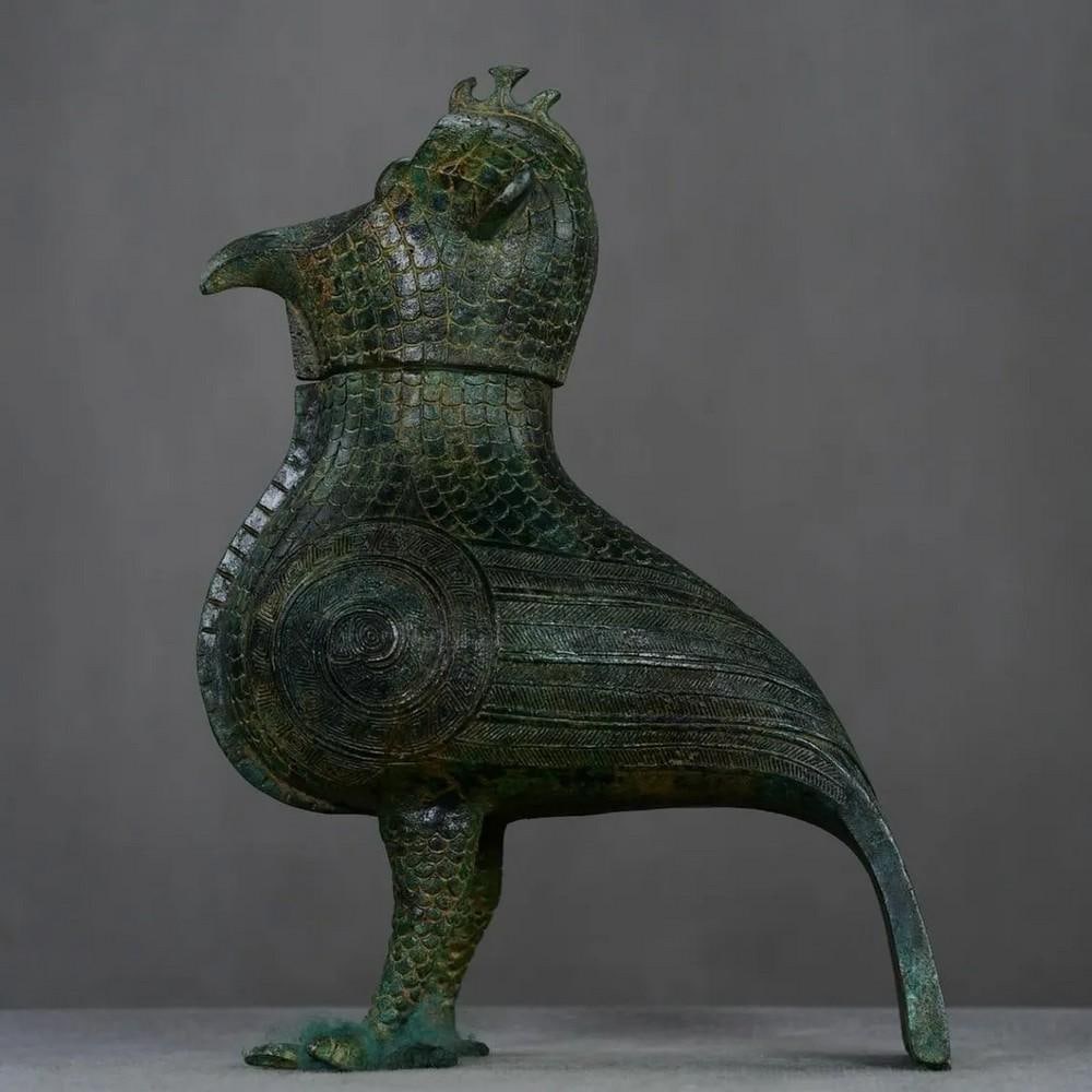 Antique Chinese Bronze Red Bird Statue Ornament (1 of 8)