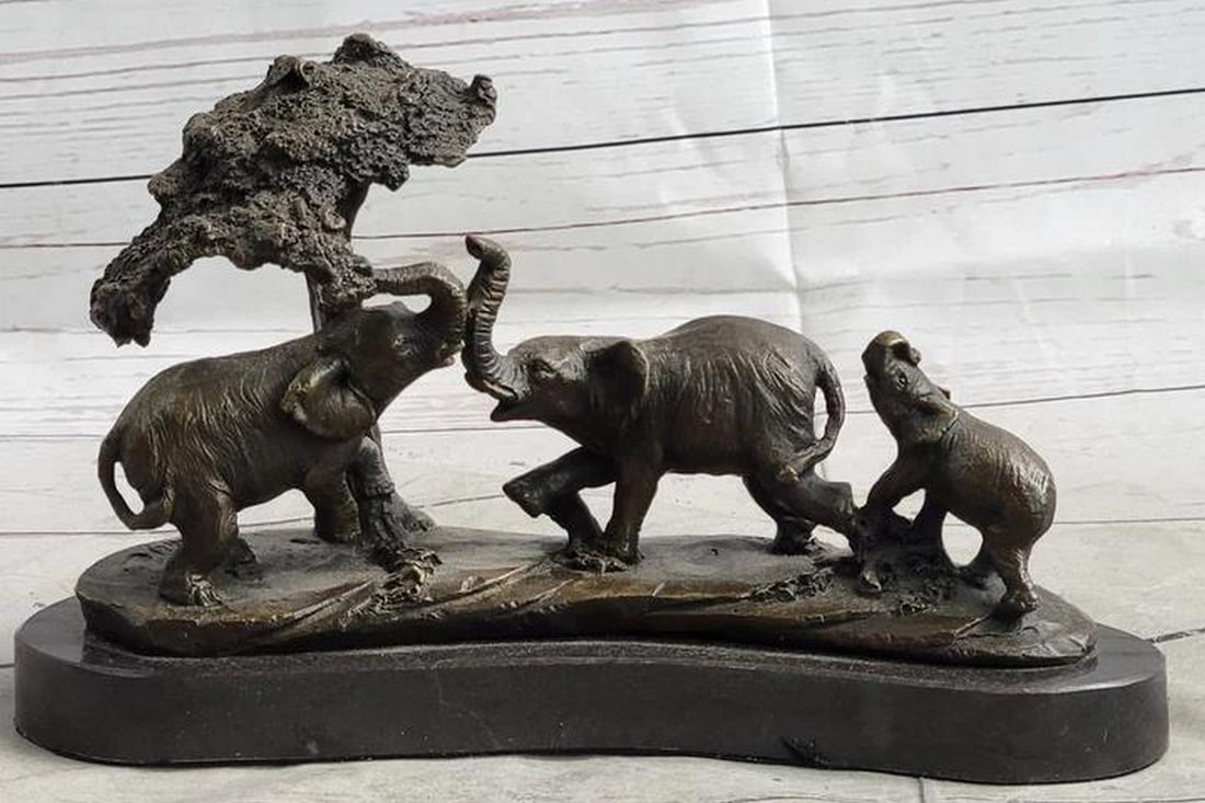 Elephant Family on the African Savannah Bronze Sculpture - 5" x 10" (1 of 5)