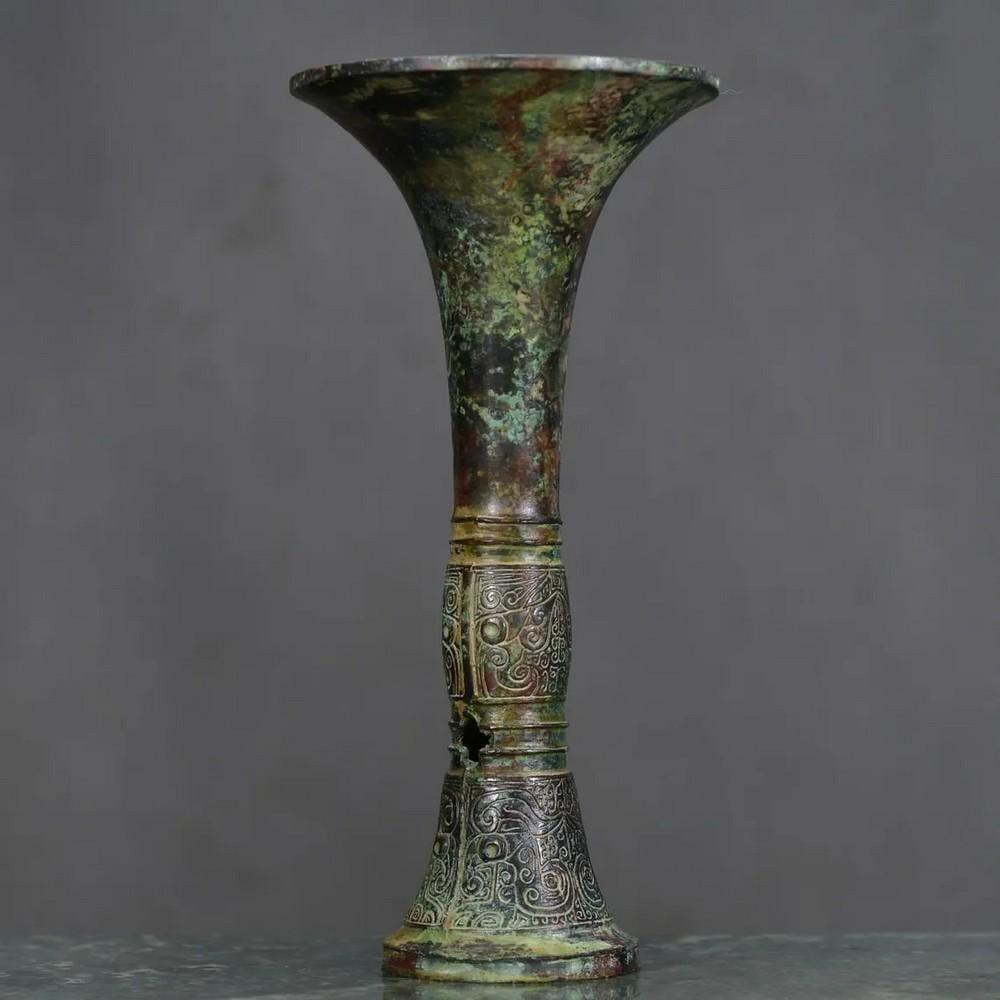 Antique Chinese Bronze Flower Goblet Ornament (1 of 7)