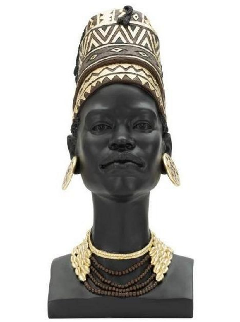 African Female Head Polyresin Statue (1 of 4)