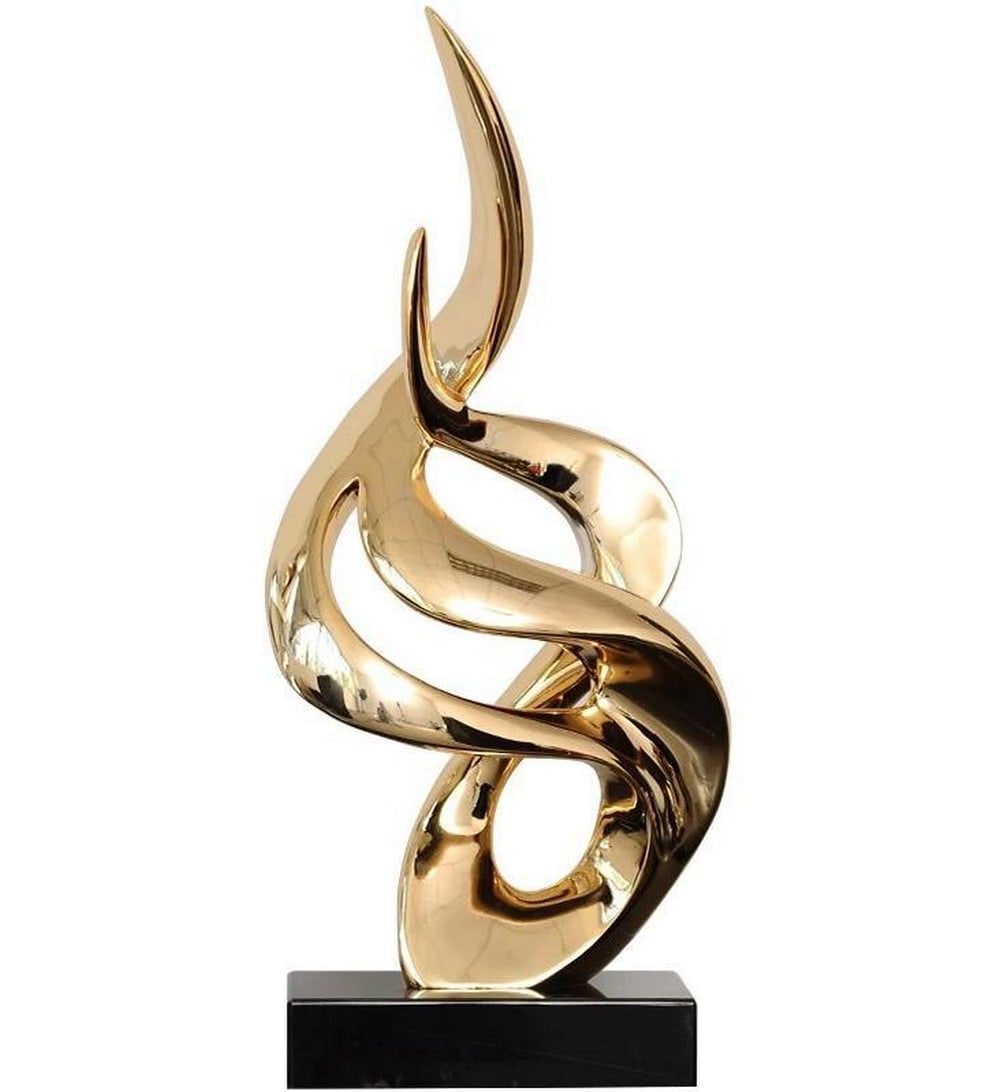 24lbs - Custom Designed Abstract Flame Sculpture On Marble Base (1 of 3)