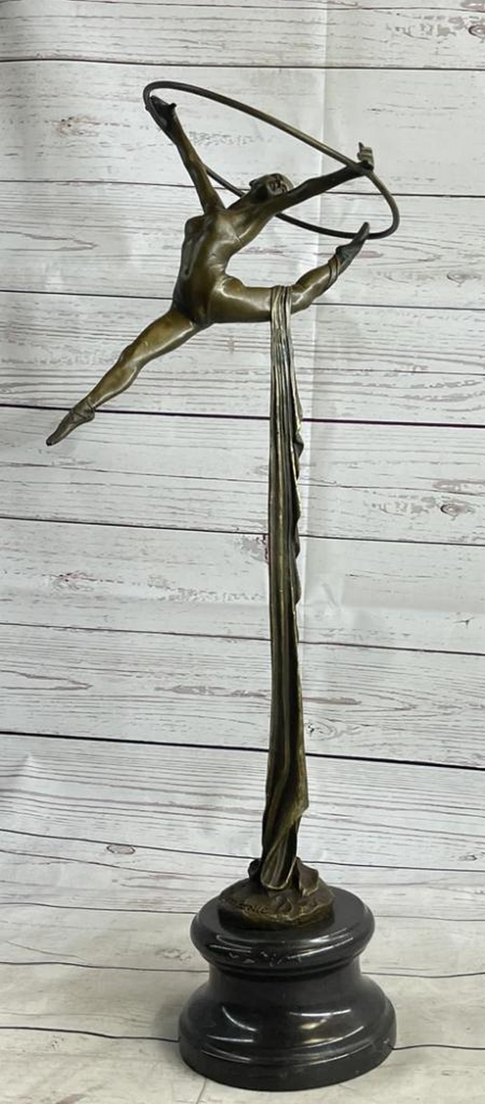 Miguel Lopez Original Female Ballerina Gymnast Trapeze Bronze Art Sculpture - 23" x 10": Miguel Lopez Original Female Ballerina Gymnast Trapeze Bronze Art Sculpture - 23" x 10" Elevate your living space with the Miguel Lopez Original Female Ballerina Gymnast Trapeze Bronze Art Scu