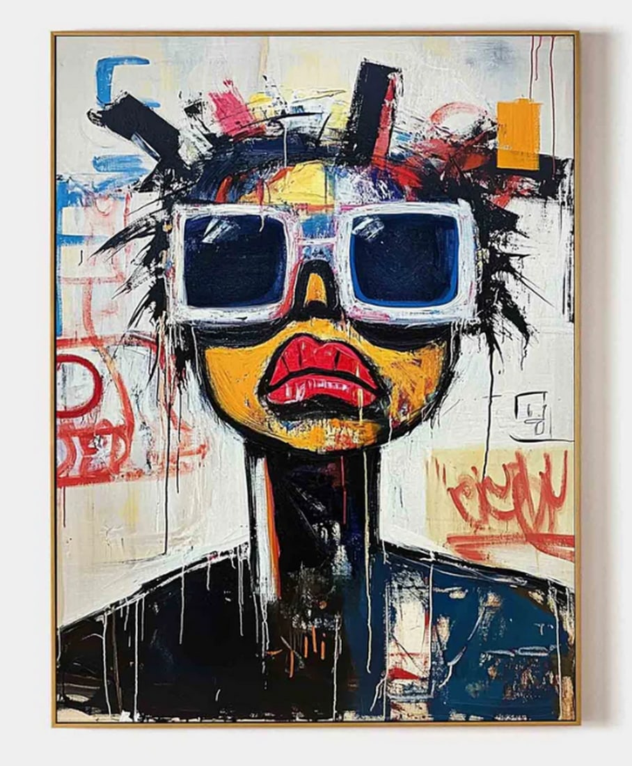 Basquiat Inspired The Woman Graffiti Canvas Painting: Basquiat Inspired The Woman Graffiti Canvas Painting This Basquiat-inspired graffiti canvas painting features bold colors and expressive brushwork, capturing the raw energy of street art. The dynamic 