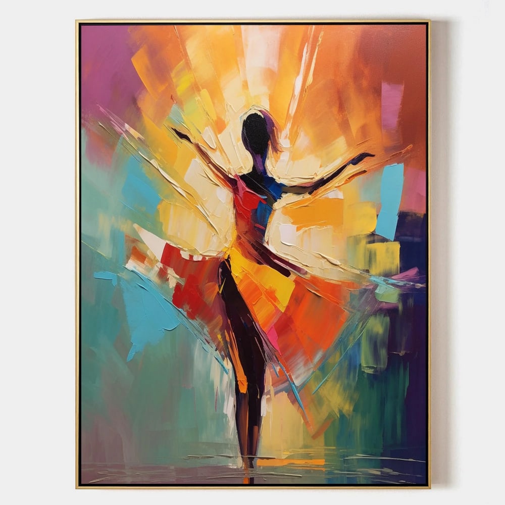 Dancing Ballerina Girl Colorful Palette Canvas Art Painting (1 of 3)