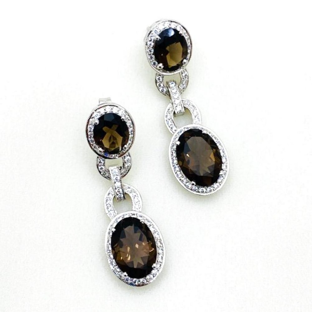 Brown Onyx and Zirconia Studded Gemstone Earrings (1 of 1)