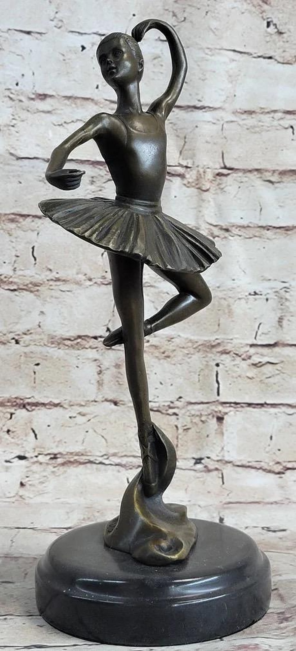 Entrancing Ballerina Dancer Original Bronze Statue - 12" x 5": Entrancing Ballerina Dancer Original Bronze Statue - 12" x 5" With the grace of a goddess, this enchanting bronze sculpture beautifully captures the essence of ballet. The young ballerina, poi