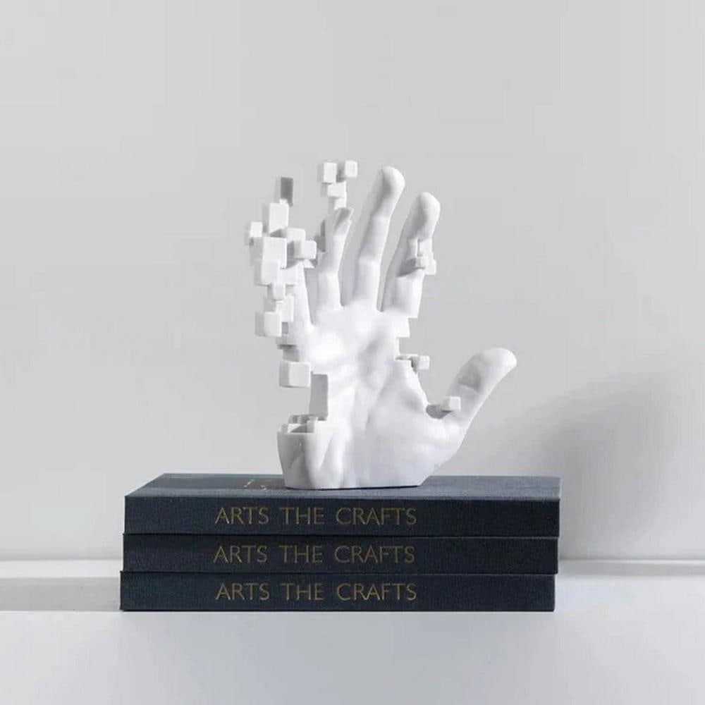 Into the Matrix Hand Sculpture: Into the Matrix Hand Sculpture This piece is a captivating piece of art. It features a hand emerging from a flat surface, with its fingers extended. The design mimics the digital rain effect from “T