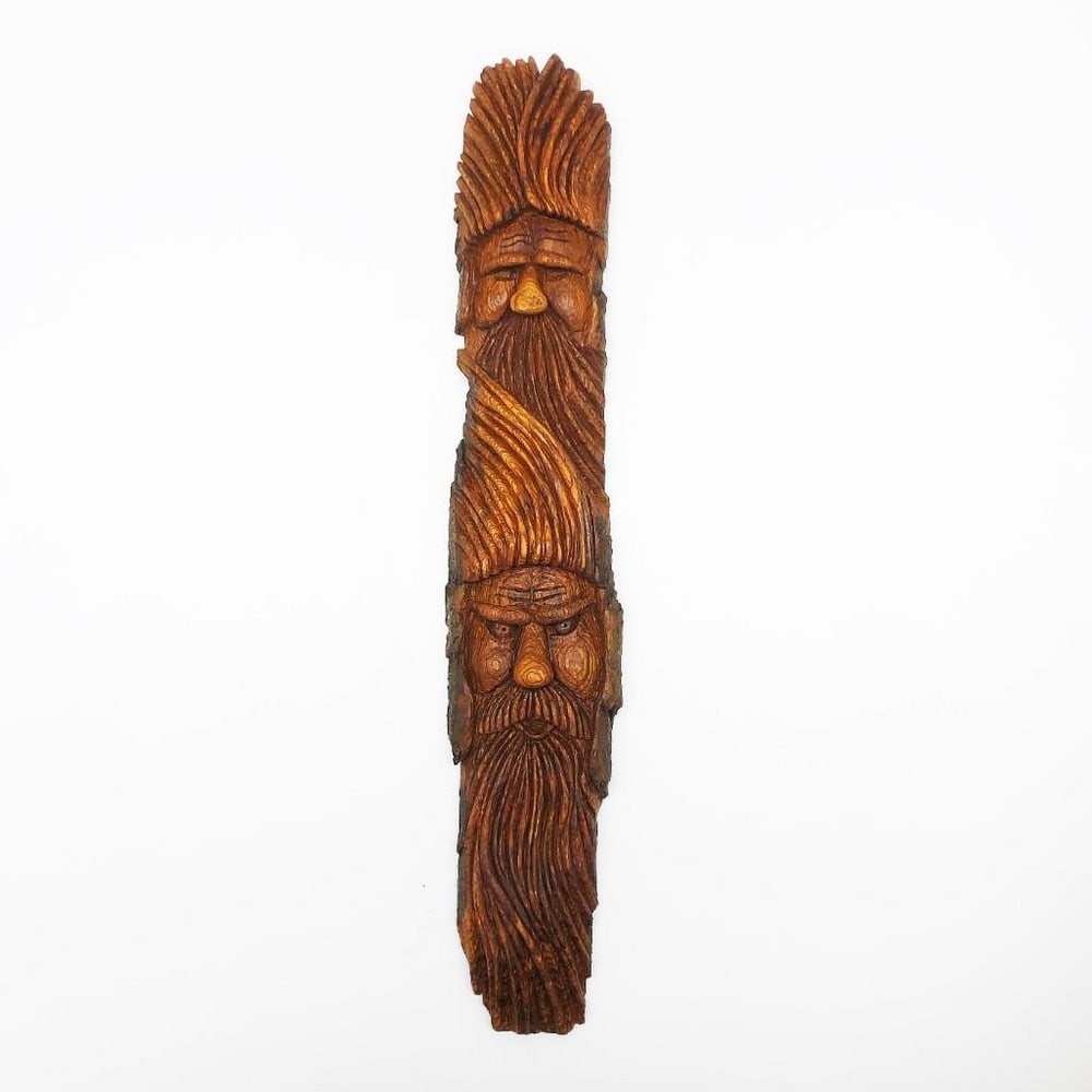 Hand Crafted ONE OF A KIND 2 FACED MAN Wooden Art Piece (1 of 4)