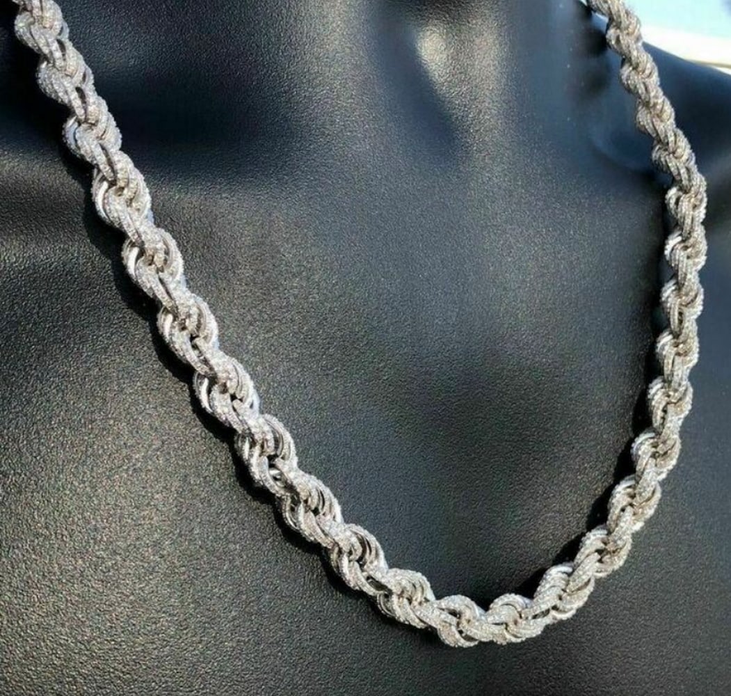 Custom 22" 9mm Solid 925 Sterling Silver Rope Chain - 2