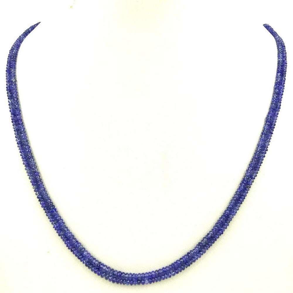 Sapphire Beads Double Line Necklace: Sapphire Beads Double Line Necklace Immerse yourself in the refined beauty of our Sapphire Plain Beads, a collection showcasing beads with diameters ranging from 2.4 to 3.4 mm. The deep, alluring blue