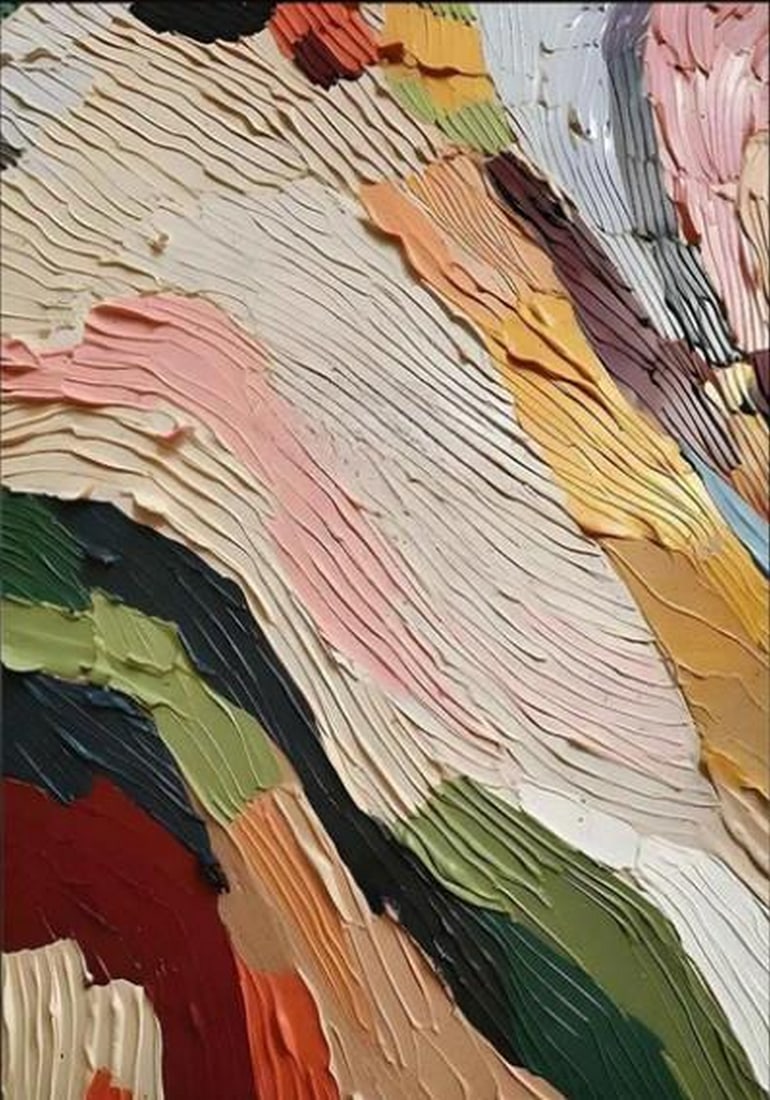 Layers of Emotion: Layers of Emotion Layers of Emotion is a striking abstract oil painting brought to life through the bold texture of palette knife work. Thick, sculpted strokes overlap in rhythmic harmony, creating a 